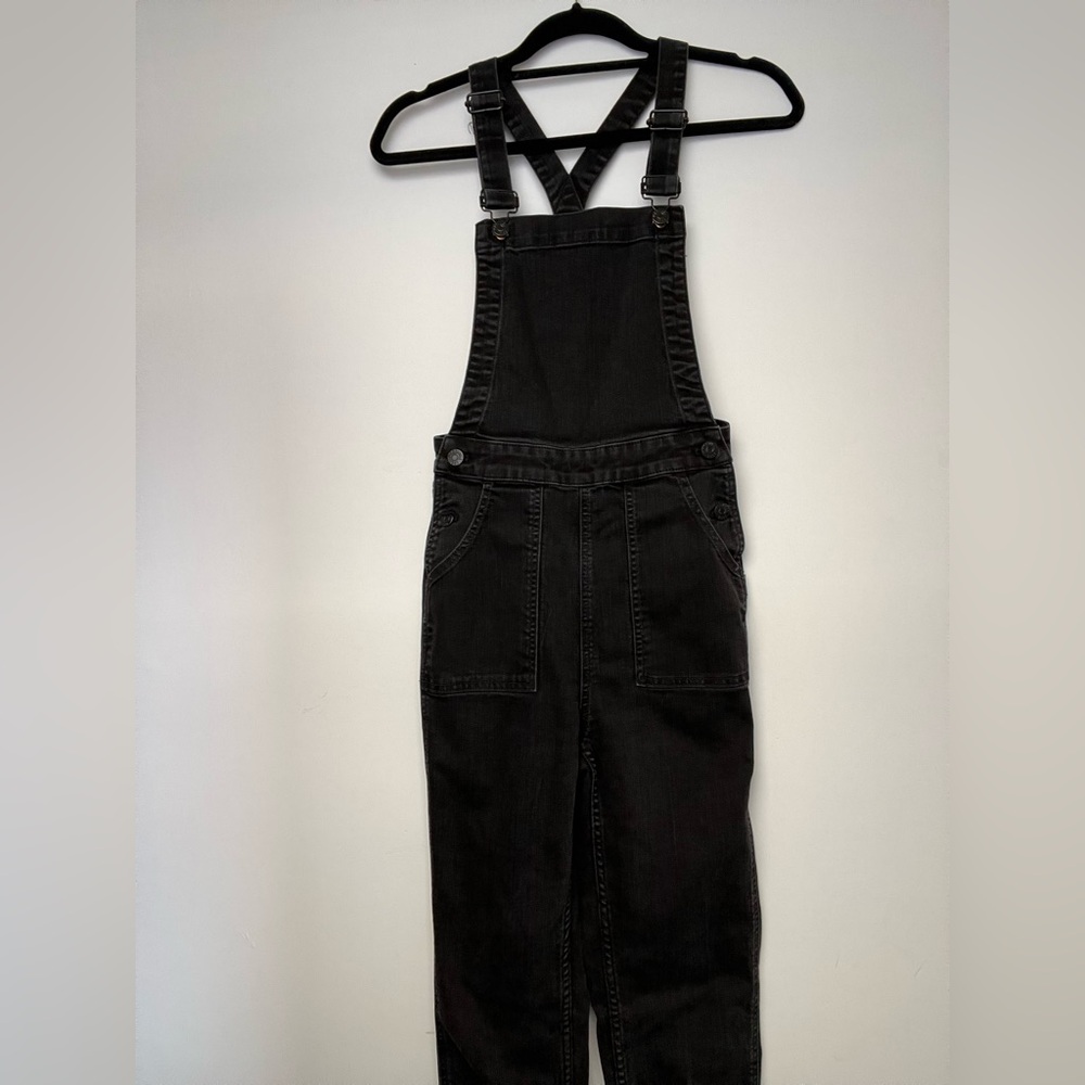 Madewell Black Washed Denim Overalls